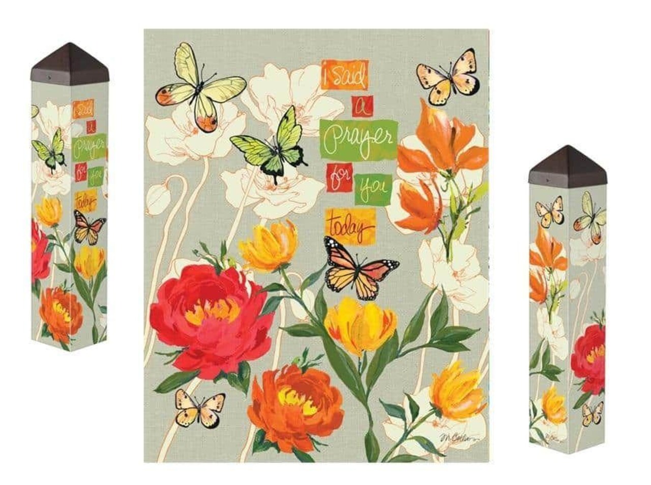 I Said A Prayer Art Pole 20 Inches Tall Painted Peace Butterflies